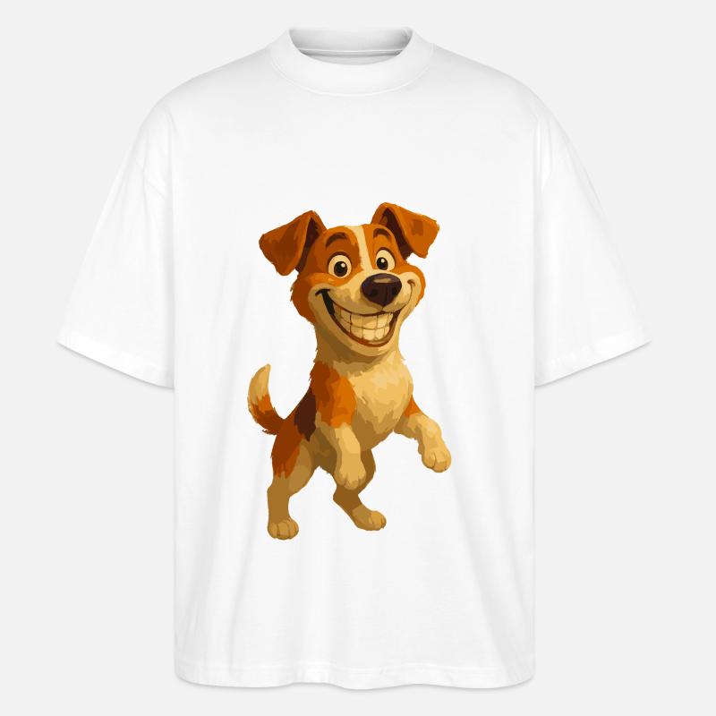Jack Russell Terrier grinsend - Stanley/Stella Oversized Unisex Bio T-Shirt Blaster 2.0 - Weiß