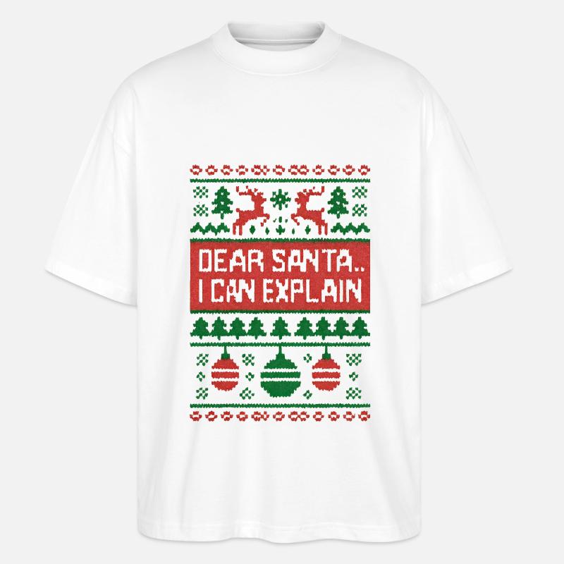 Ugly Christmas Dear Santa I Can Explain - Stanley/Stella Oversized Unisex Bio T-Shirt Blaster 2.0 - Weiß
