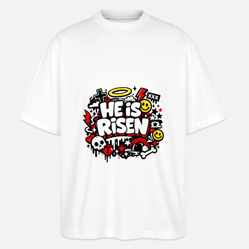 He is Risen Graffiti Easter - Stanley/Stella Oversized Unisex Organic T-shirt Blaster 2.0 - white