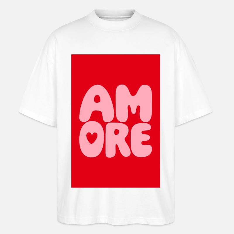 Amore Retro Bubblenschrift - Stanley/Stella Oversized Unisex Bio T-Shirt Blaster 2.0 - Weiß