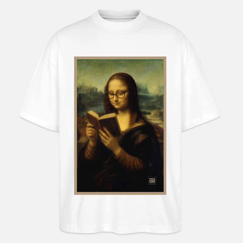 Mona Lisa Reading - Stanley/Stella Oversized Unisex Bio T-Shirt Blaster 2.0 - Weiß