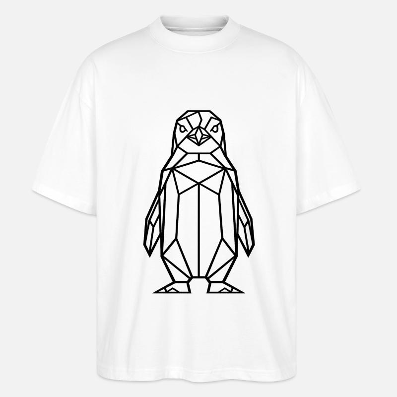Geometrischer Pinguin (black) - Stanley/Stella Oversized Unisex Bio T-Shirt Blaster 2.0 - Weiß