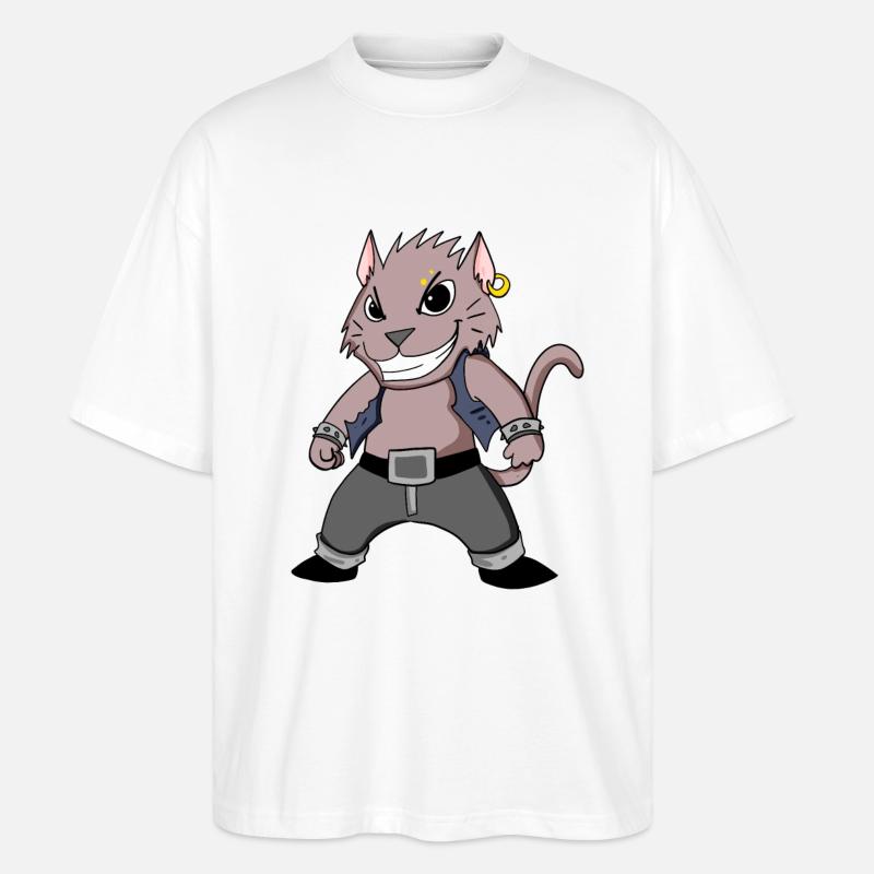 Cool Katze - Stanley/Stella Oversized Unisex Bio T-Shirt Blaster 2.0 - Weiß