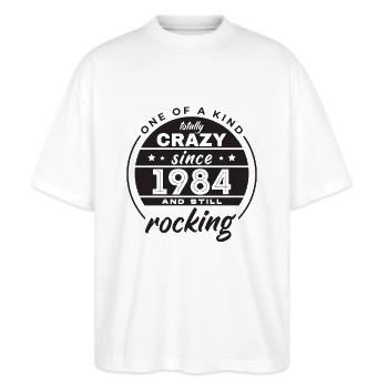 Unique en son genre totalement fou depuis 1984 Rocking - T-shirt bio Blaster 2.0 coupe oversize Stanley/Stella Unisexe - blanc - Devant - Alina (178cm) & Michal (187cm)