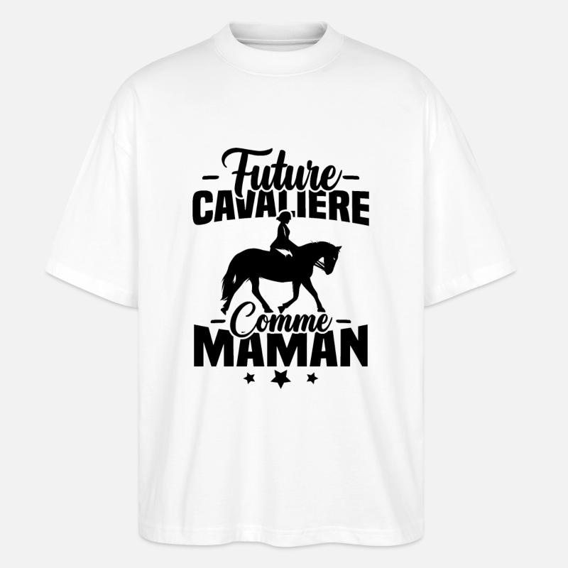 Future cavalière comme maman - T-shirt bio Blaster 2.0 coupe oversize Stanley/Stella Unisexe - blanc