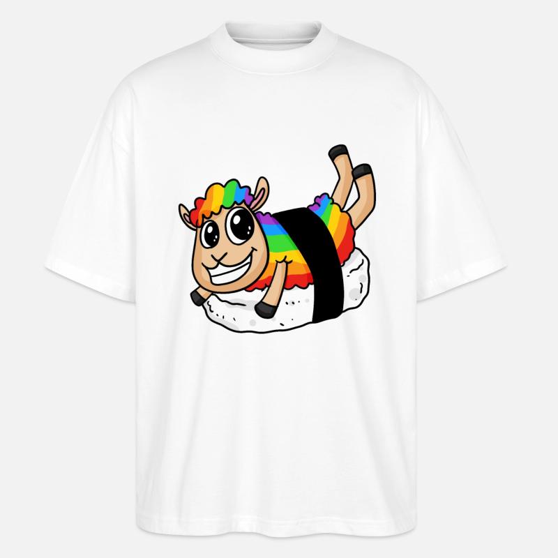 Regenbogen Sushi Schaf - Stanley/Stella Oversized Unisex Bio T-Shirt Blaster 2.0 - Weiß