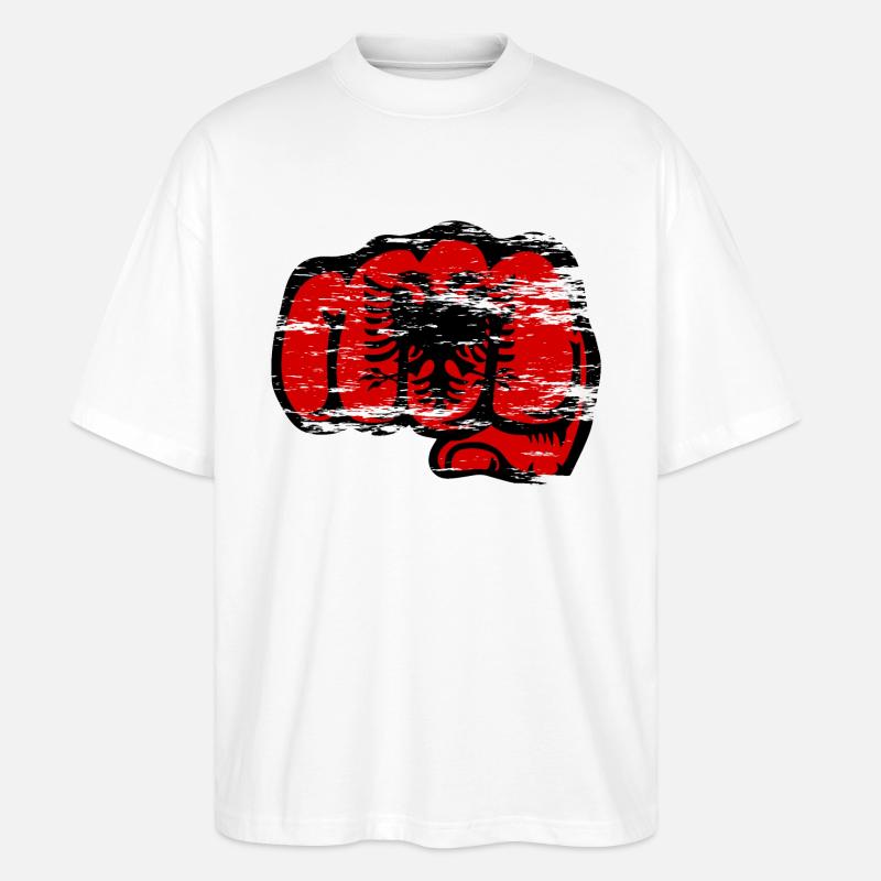 Drapeau de l’Albanie poing utilisé - T-shirt bio Blaster 2.0 coupe oversize Stanley/Stella Unisexe - blanc