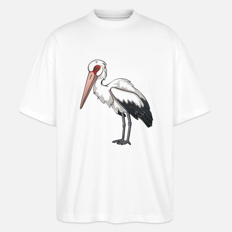 Fière cigogne blanche en pose - T-shirt bio Blaster 2.0 coupe oversize Stanley/Stella Unisexe - blanc