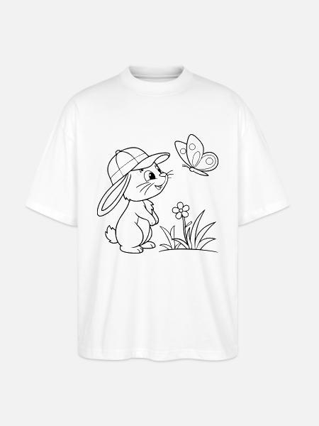 Bunny bunny with cap - Stanley/Stella Oversized Unisex Organic T-shirt Blaster 2.0 - white
