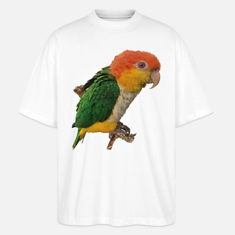 Der orangeköpfige Caique - Stanley/Stella Oversized Unisex Bio T-Shirt Blaster 2.0 - Weiß