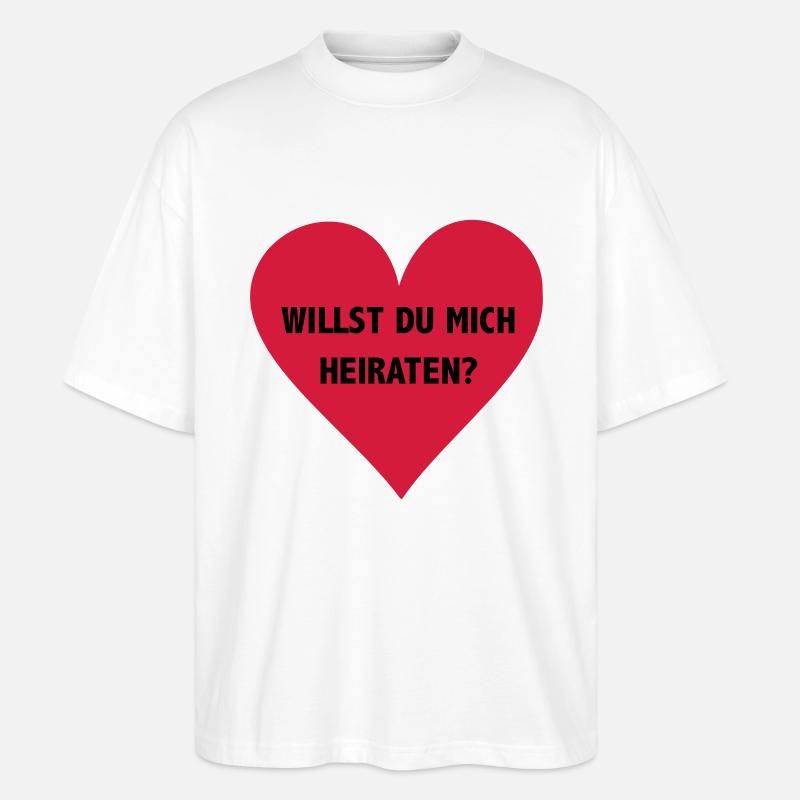 willst du mich heiraten? - Stanley/Stella Oversized Unisex Bio T-Shirt Blaster 2.0 - Weiß
