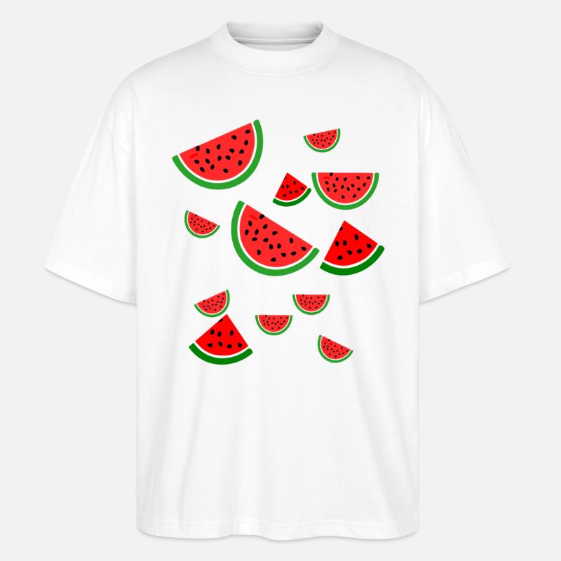 Melon pastèque - T-shirt bio Blaster 2.0 coupe oversize Stanley/Stella Unisexe - blanc