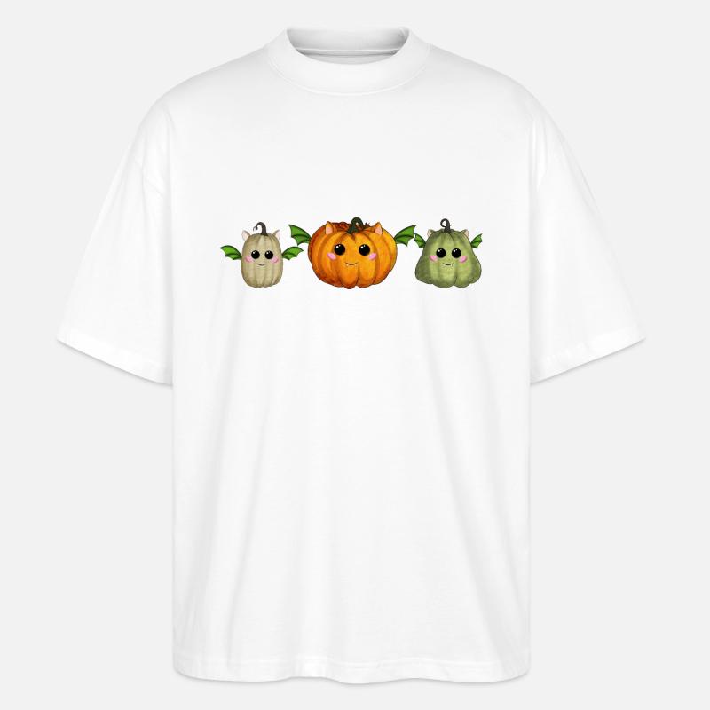 Joyeuses chauves-souris à la citrouille - T-shirt bio Blaster 2.0 coupe oversize Stanley/Stella Unisexe - blanc