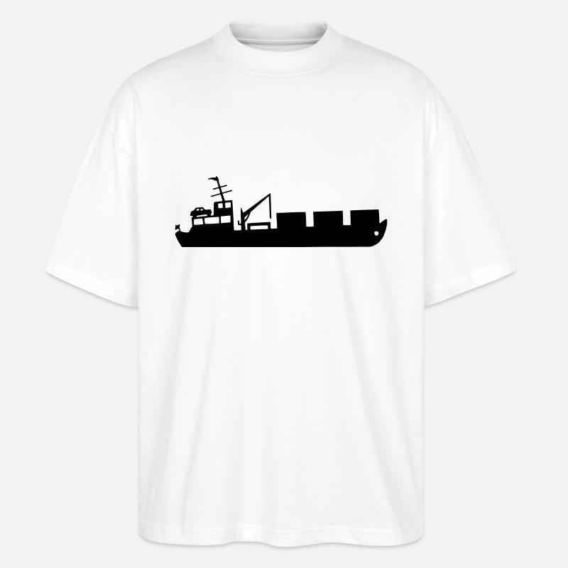 Schiff, Frachtschiff, Containerschiff - Stanley/Stella Oversized Unisex Bio T-Shirt Blaster 2.0 - Weiß