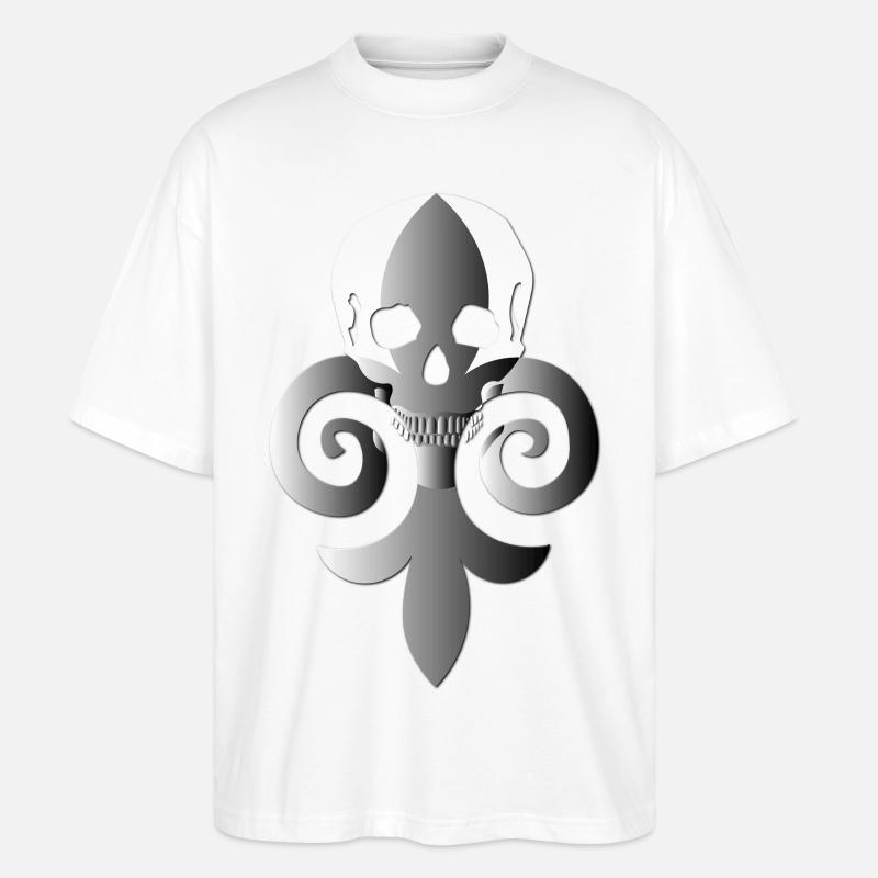 Totenkopf mit Lilie - Stanley/Stella Oversized Unisex Bio T-Shirt Blaster 2.0 - Weiß