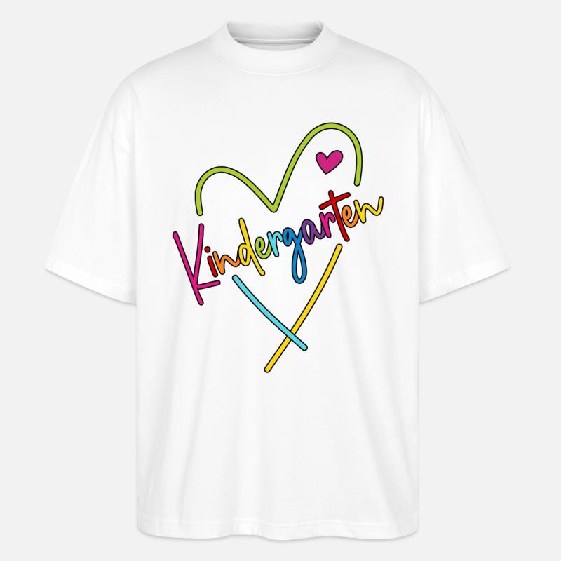 Kindergarten Herz - Stanley/Stella Oversized Unisex Bio T-Shirt Blaster 2.0 - Weiß