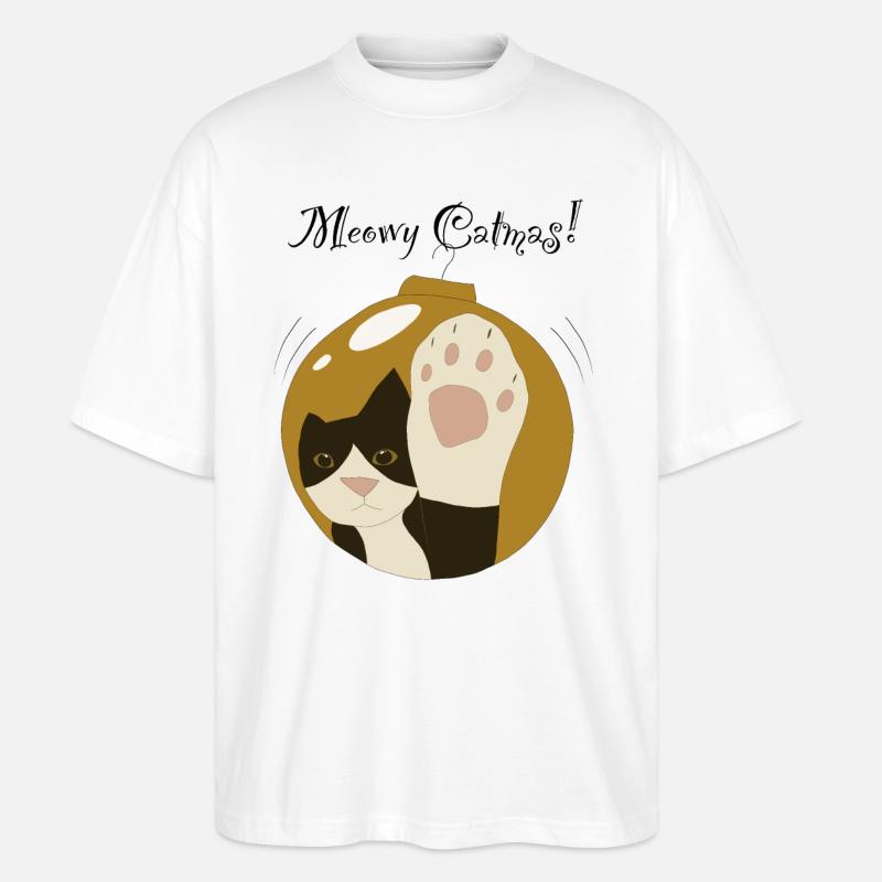 Meowy Catmas Goldkugel, Smoking-Katze - Stanley/Stella Oversized Unisex Bio T-Shirt Blaster 2.0 - Weiß