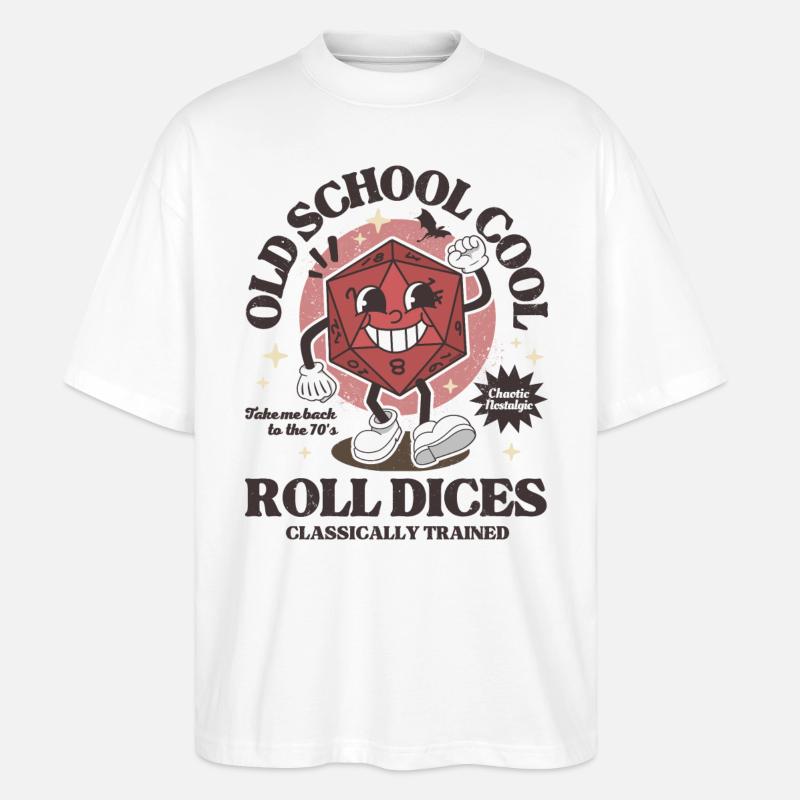 Donjons - Dragons old school roll dices rétro D20 - T-shirt bio Blaster 2.0 coupe oversize Stanley/Stella Unisexe - blanc