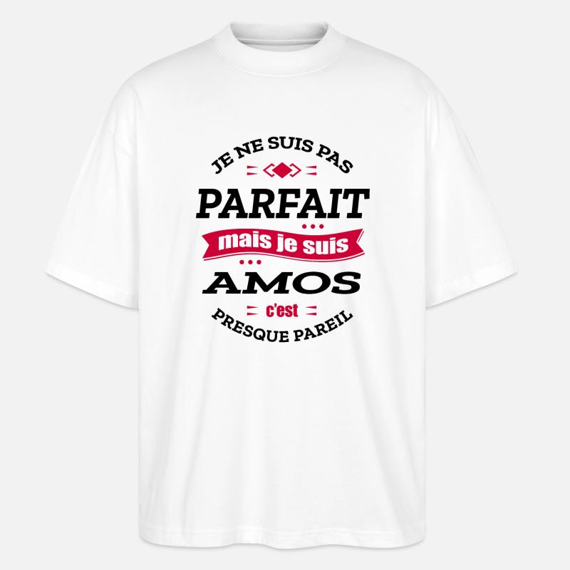 AMOS PARFAIT - PRENOM AMOS - T-shirt bio Blaster 2.0 coupe oversize Stanley/Stella Unisexe - blanc
