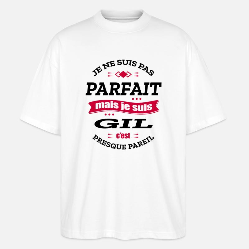 GIL PARFAIT - PRENOM GIL - T-shirt bio Blaster 2.0 coupe oversize Stanley/Stella Unisexe - blanc