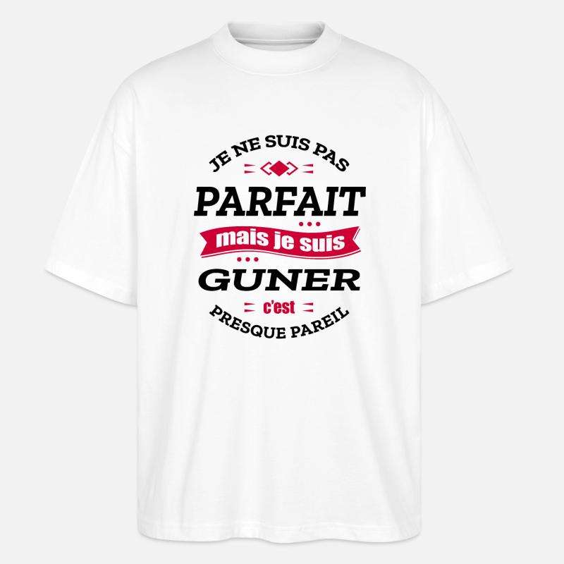 GUNER PARFAIT - PRENOM GUNER - T-shirt bio Blaster 2.0 coupe oversize Stanley/Stella Unisexe - blanc