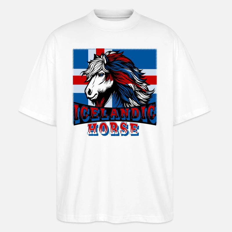 Cheval islandais 2 - T-shirt bio Blaster 2.0 coupe oversize Stanley/Stella Unisexe - blanc