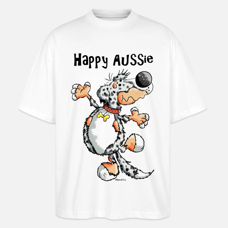 Arian der Australian Shepherd - Stanley/Stella Oversized Unisex Bio T-Shirt Blaster 2.0 - Weiß