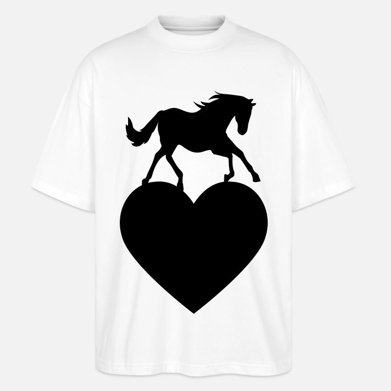 Cheval avec coeur - T-shirt bio Blaster 2.0 coupe oversize Stanley/Stella Unisexe - blanc