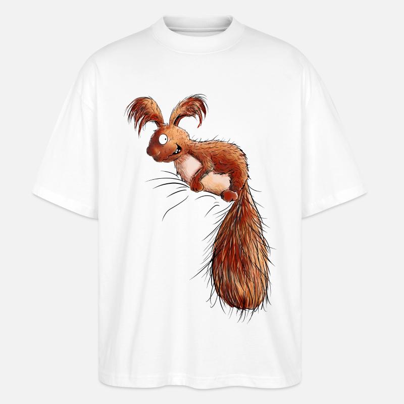 Drolliges Eichhörnchen Wildtier - Stanley/Stella Oversized Unisex Bio T-Shirt Blaster 2.0 - Weiß