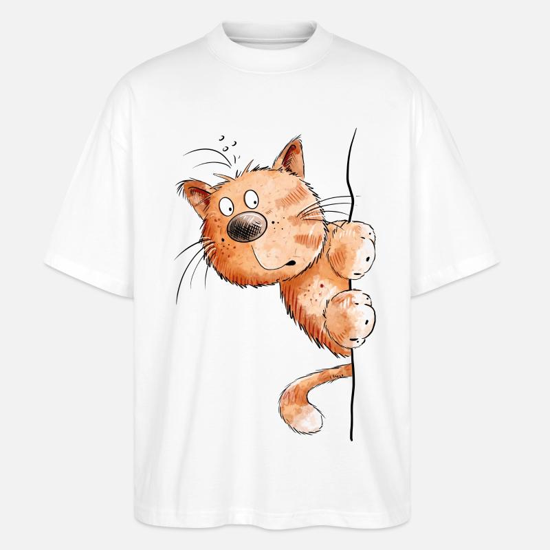 Rote Katze I Katzenfreunde Geschenk - Stanley/Stella Oversized Unisex Bio T-Shirt Blaster 2.0 - Weiß