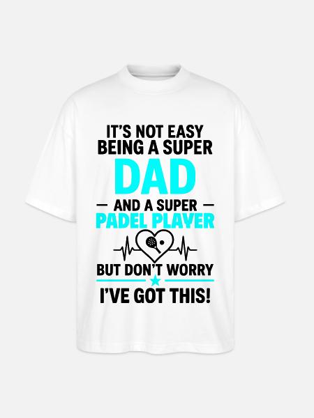 Cœur + Padel – Super Dad Padel Player - T-shirt bio Blaster 2.0 coupe oversize Stanley/Stella Unisexe - blanc