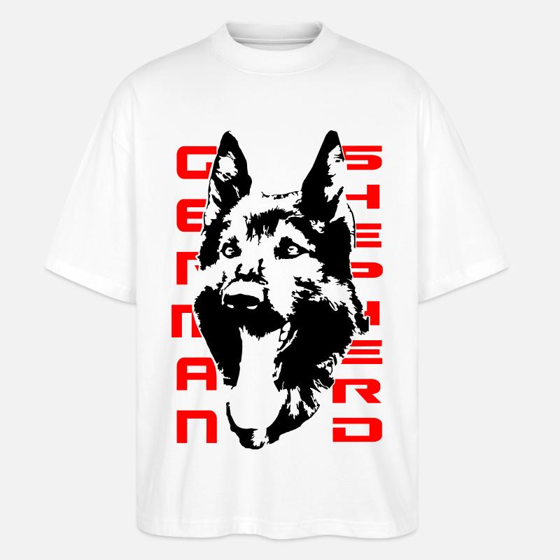 Wunderschöner Schäferhund Kopf - Stanley/Stella Oversized Unisex Bio T-Shirt Blaster 2.0 - Weiß
