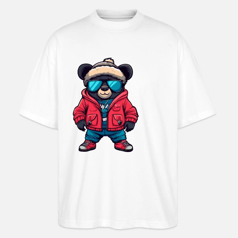 Bear Cool Comic - Stanley/Stella Oversized Unisex Organic T-shirt Blaster 2.0 - white