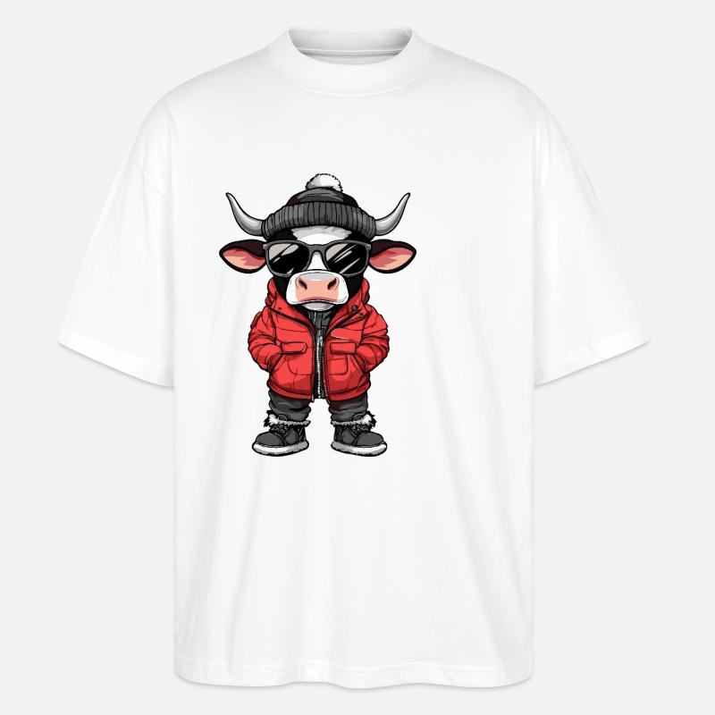 Kuh Cool Comic - Stanley/Stella Oversized Unisex Bio T-Shirt Blaster 2.0 - Weiß
