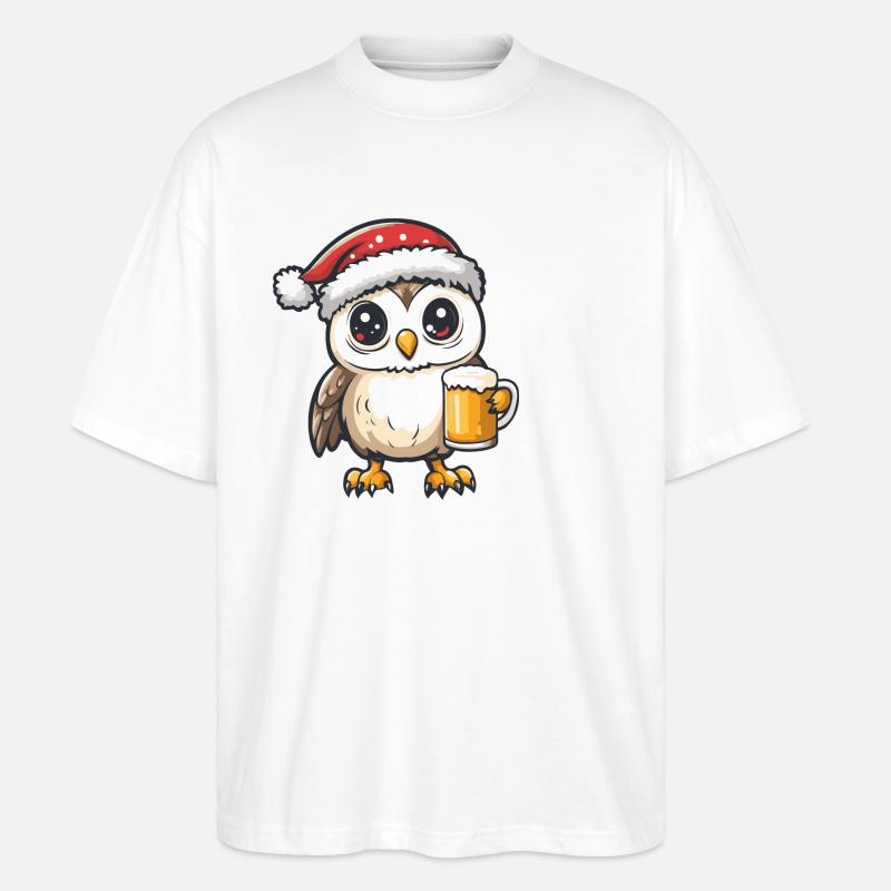 Bière de Noël Owl - T-shirt bio Blaster 2.0 coupe oversize Stanley/Stella Unisexe - blanc