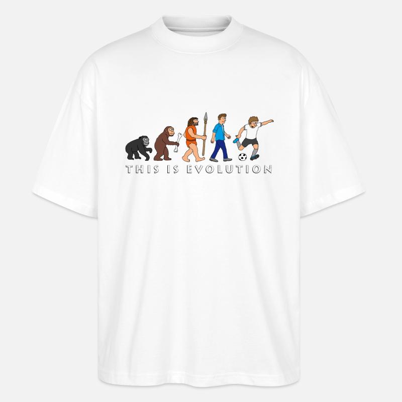 evolution_fussball_comic_a - Stanley/Stella Oversized Unisex Bio T-Shirt Blaster 2.0 - Weiß