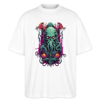 Gothique Cthulhu démon Halloween monstre Design - T-shirt bio Blaster 2.0 coupe oversize Stanley/Stella Unisexe - blanc - Devant - Alina (178cm) & Michal (187cm)