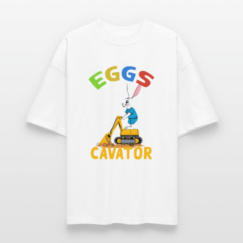 Funny Easter Saying Easter Bunny Excavator Driver Stanley/Stella Oversized Unisex Organic T-shirt Blaster 2.0