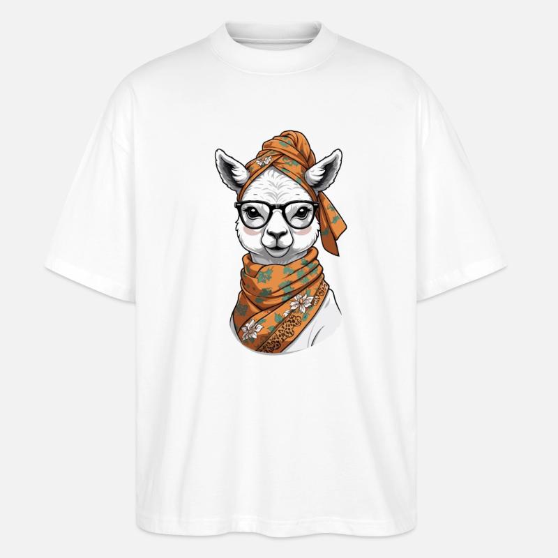 Lustiges Lama Alpaca Mutter Design - Stanley/Stella Oversized Unisex Bio T-Shirt Blaster 2.0 - Weiß