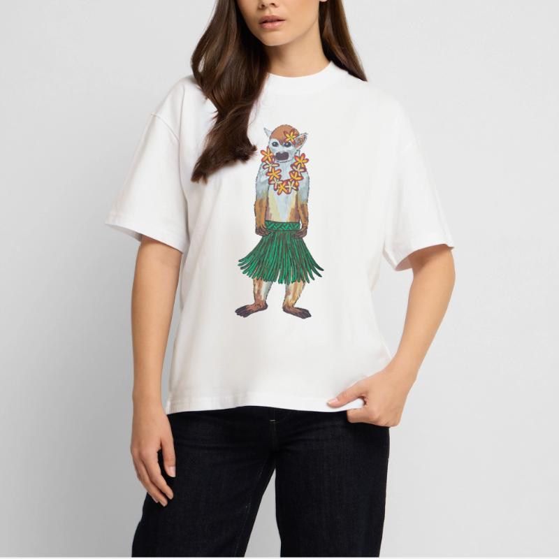 Squirrel Monkey Monkey Hawaii Hula Monkey Hula Hoola Stanley/Stella Oversized Unisex Organic T-shirt Blaster 2.0