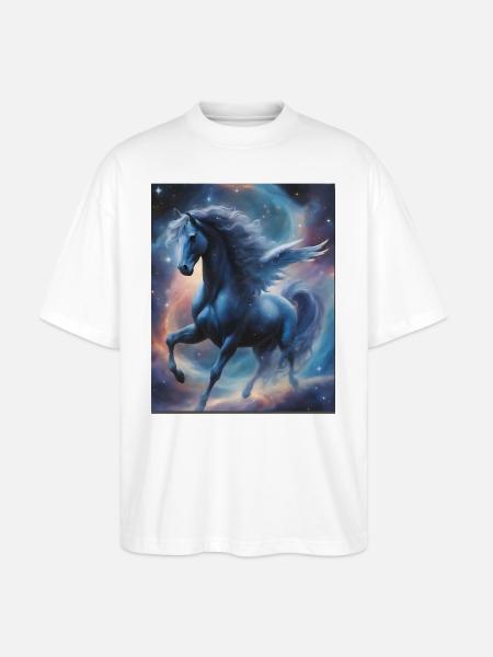 Pegasos (Pegasus) dans l’espace - Weltenwanderer - T-shirt bio Blaster 2.0 coupe oversize Stanley/Stella Unisexe - blanc