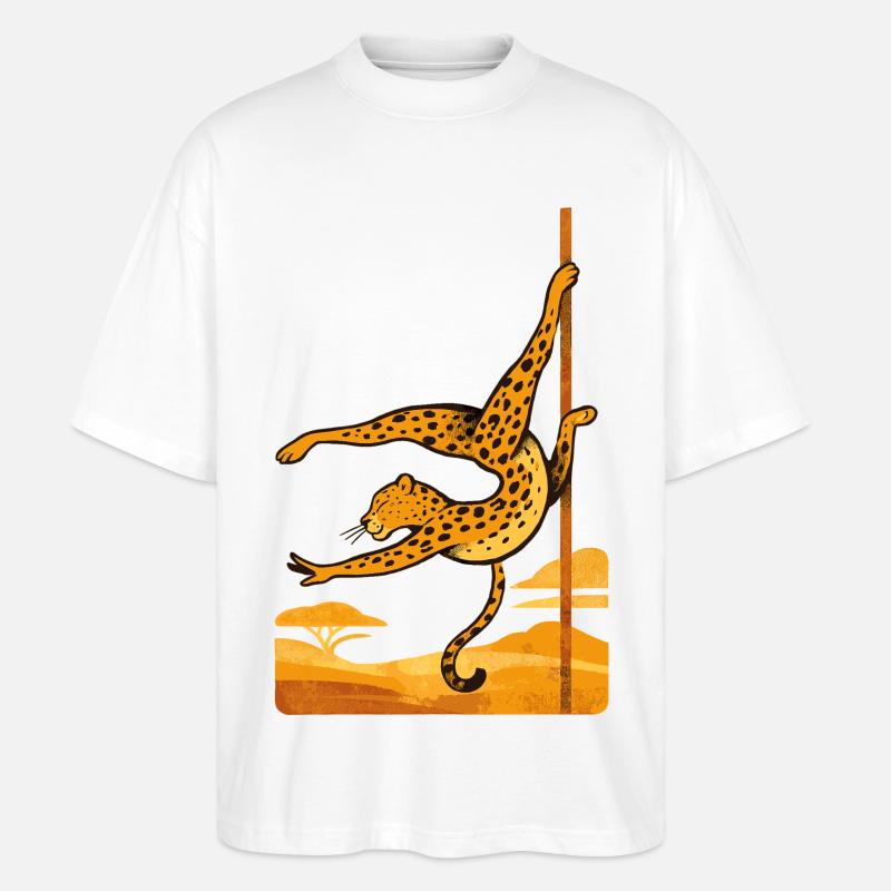 Pole Dance Leopardin Poledancerin Geschenk - Stanley/Stella Oversized Unisex Bio T-Shirt Blaster 2.0 - Weiß