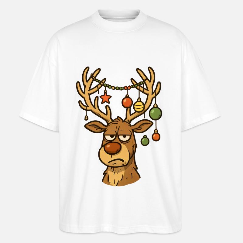 Weihnachts Hirsch mit Ornamenten - Stanley/Stella Oversized Unisex Bio T-Shirt Blaster 2.0 - Weiß