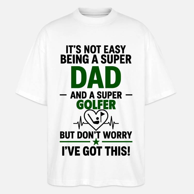 Herz + Golf – Super Papa Golfspieler - Stanley/Stella Oversized Unisex Bio T-Shirt Blaster 2.0 - Weiß