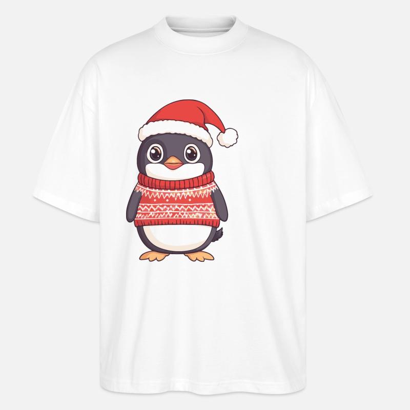 Pinguin Weihnachten Comic - Stanley/Stella Oversized Unisex Bio T-Shirt Blaster 2.0 - Weiß