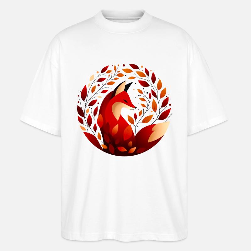 Fuchs und Herbstblätter - Stanley/Stella Oversized Unisex Bio T-Shirt Blaster 2.0 - Weiß
