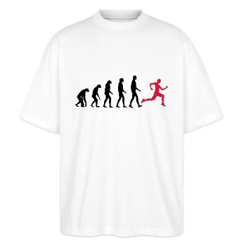 Jogger Evolution - Jogging - Fit-Sport-Fitness - Stanley/Stella Oversized Unisex Bio T-Shirt Blaster 2.0 - Weiß - Vorne - Alina (178cm) & Michal (187cm)