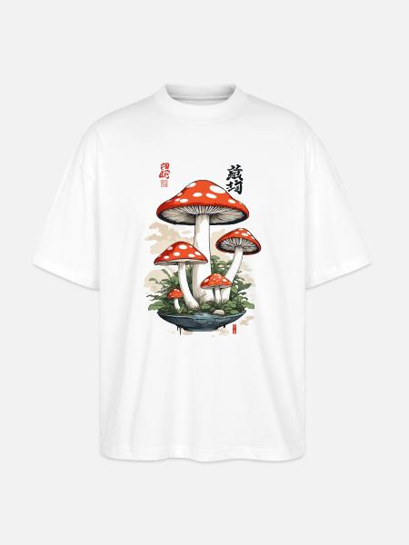 Vintage Japan Flugsvamp Picker Konst - Ekologisk Oversized T-shirt Unisex Stanley/Stella Blaster 2.0 - vit