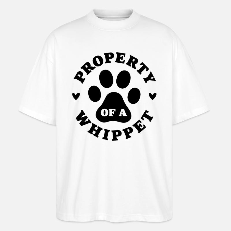 Eigentum eines Whippets - Stanley/Stella Oversized Unisex Bio T-Shirt Blaster 2.0 - Weiß