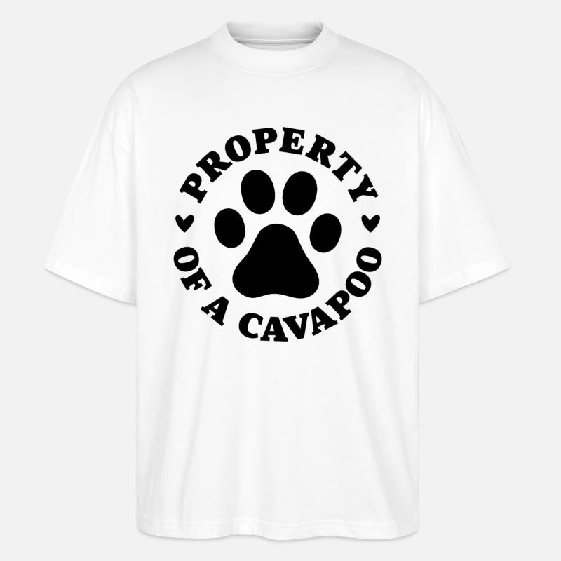 Propriété d’un Cavapoo - T-shirt bio Blaster 2.0 coupe oversize Stanley/Stella Unisexe - blanc